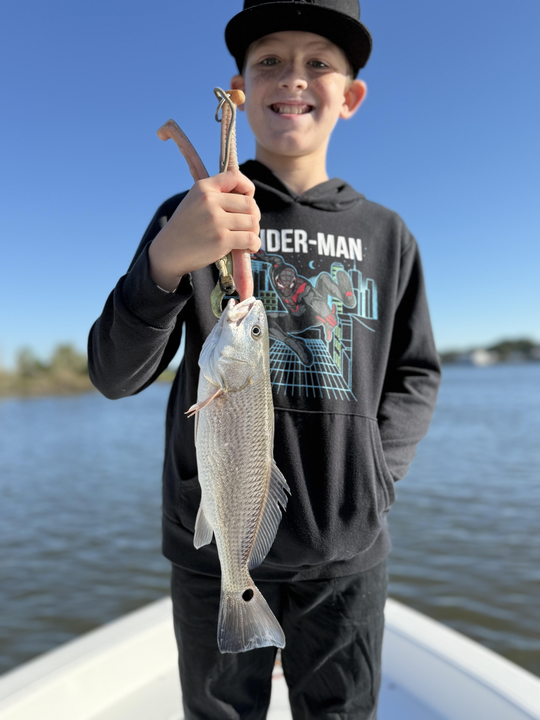 Nice redfish on light tackle! Weather cleared up perfectly for an exciting adventure.