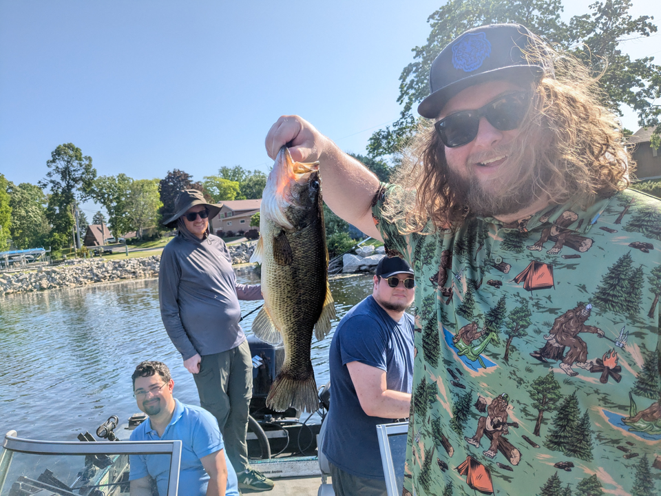 A massive Largemouth Bass caught with an array of angling techniques in the beautiful waters of Sturgeon Bay!