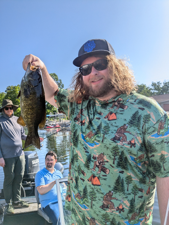 A massive 41-inch smallmouth bass landed after a ferocious fight on a variety of techniques in Wisconsin.
