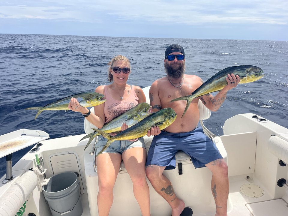 Huge Mahi Mahi triple-header in stormy West Palm Beach!