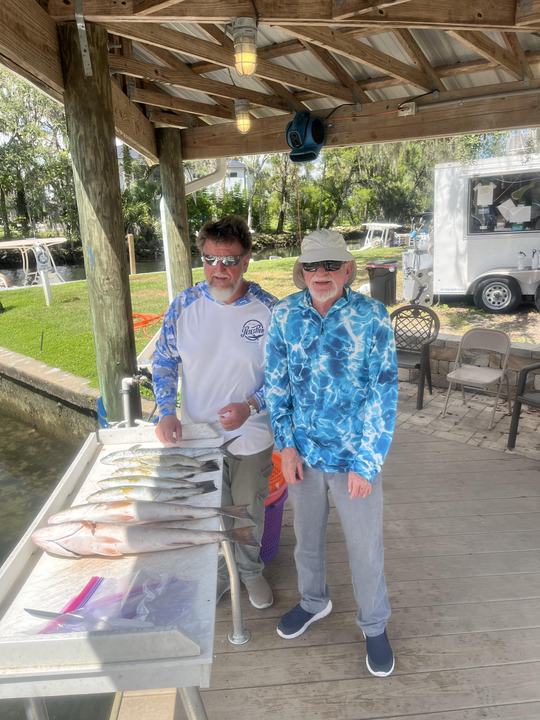 Great day on the water with deep sea light tackle! Clean and prep time at the dock.
