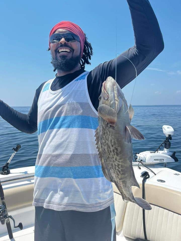 Gag grouper measuring 20 inches caught while fishing