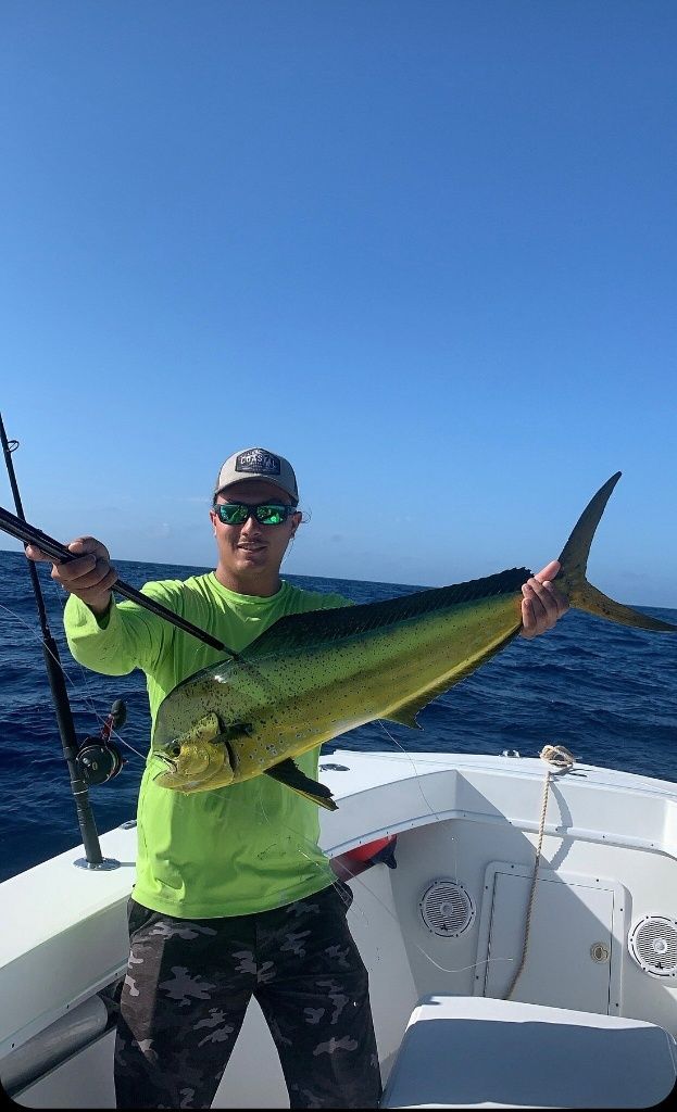 A huge mahi mahi caught while fishing