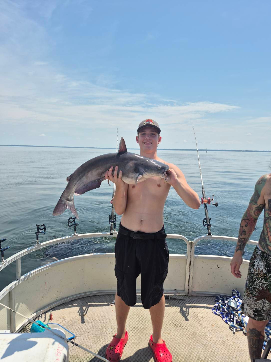 Blue catfish caught during fishing trip on boat