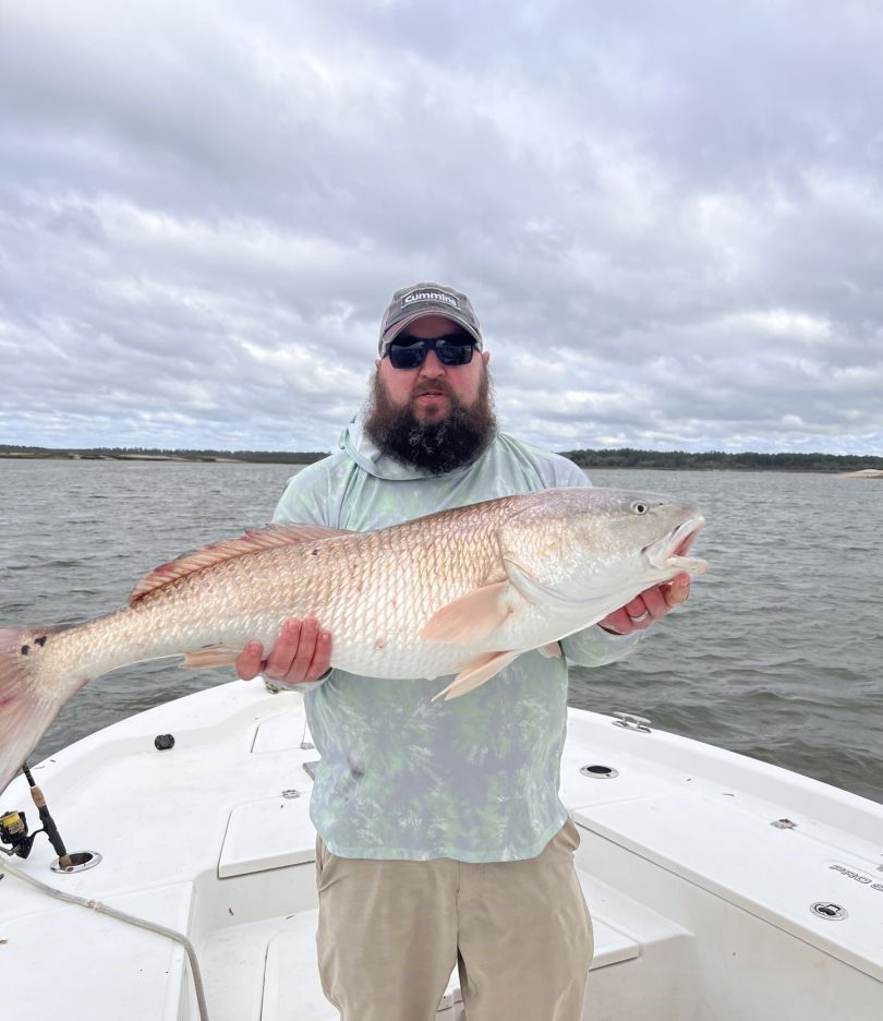 A lone angler fishing in an unknown location