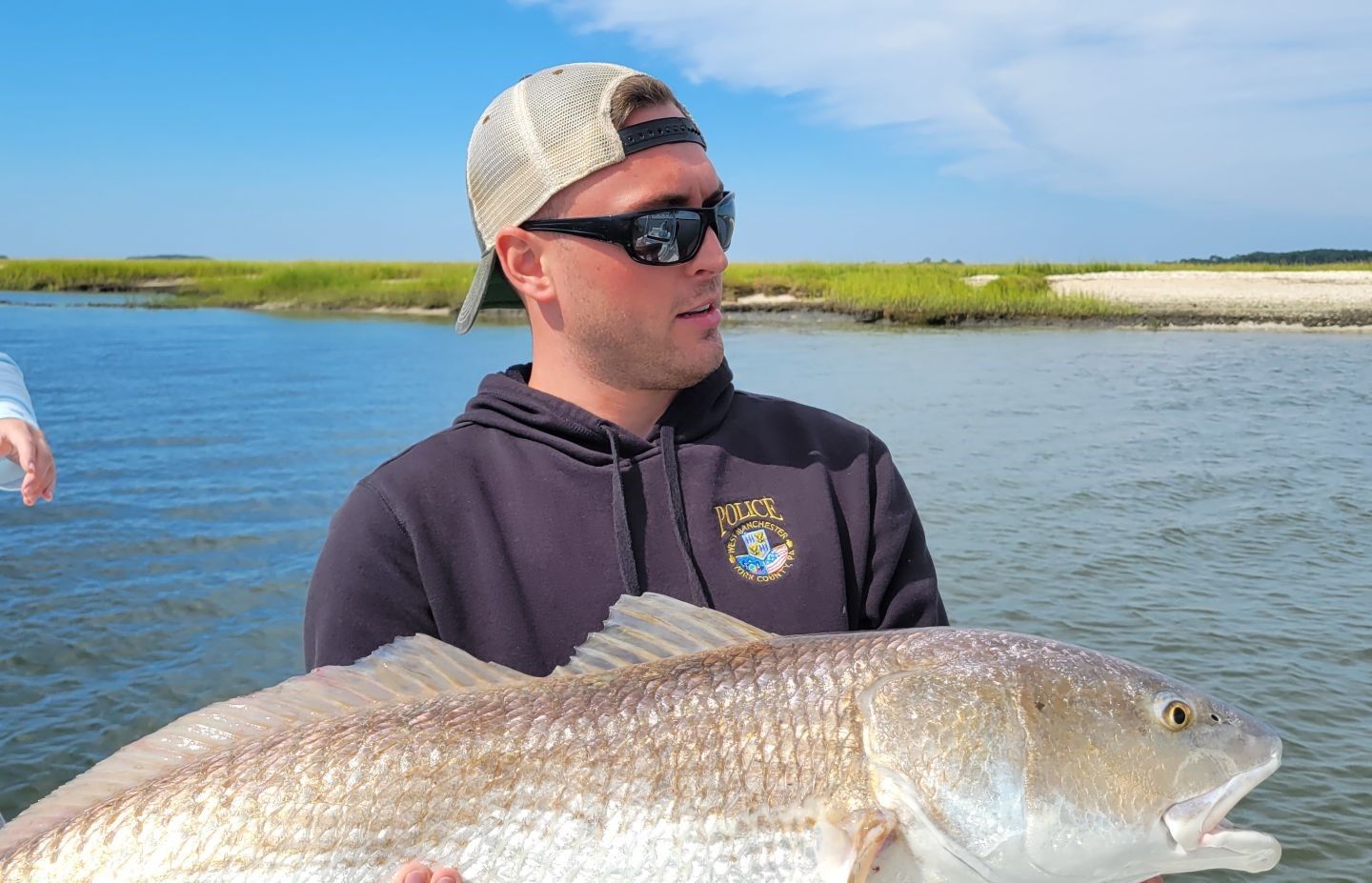 A single person fishing in an unknown location.