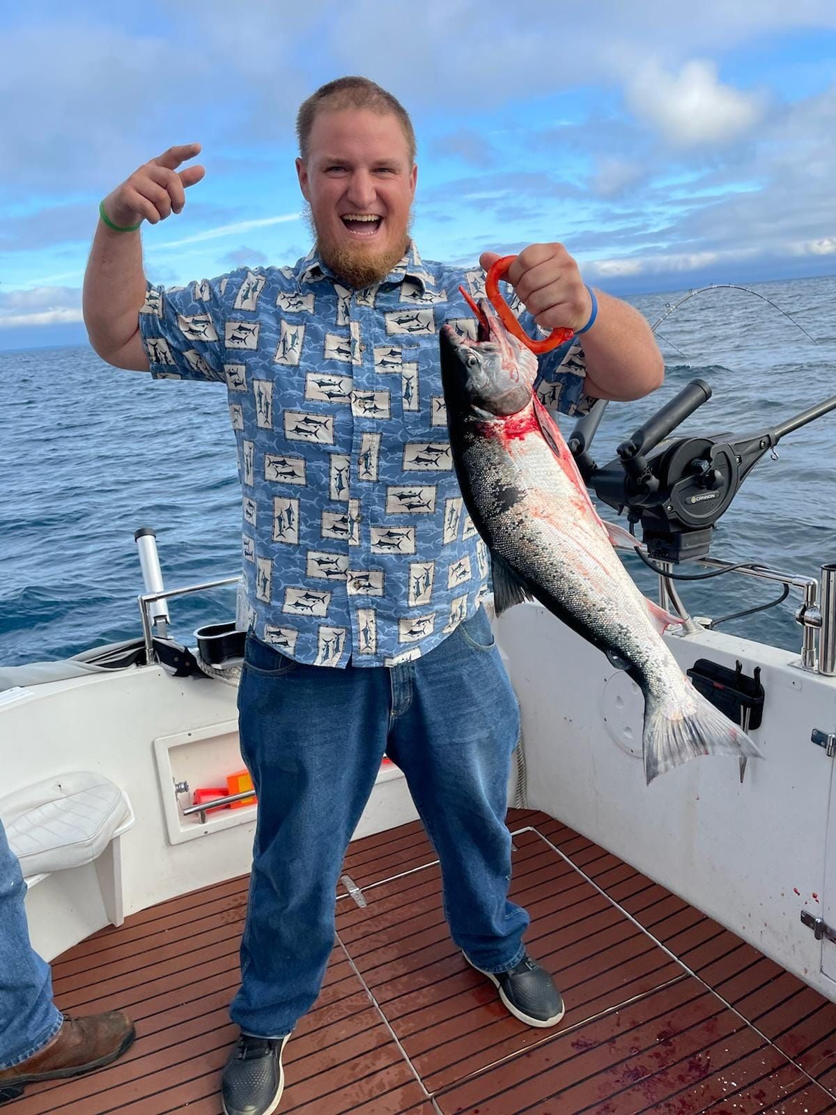 Angler with a 19-inch catch in an unknown location