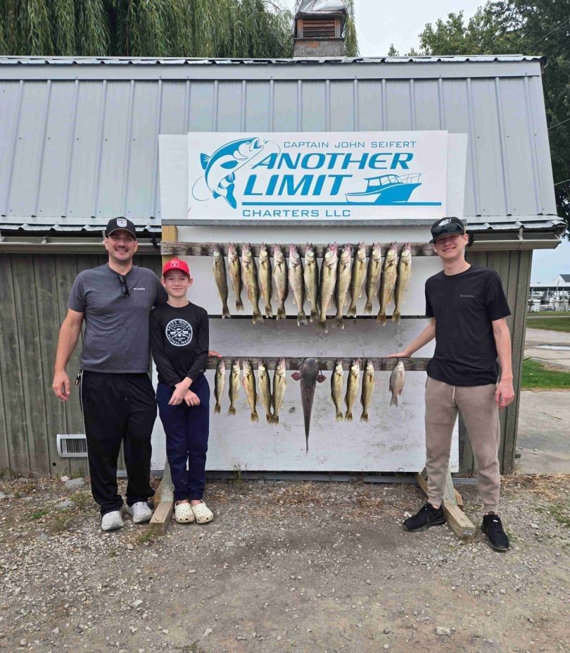 Three anglers enjoying a day of fishing