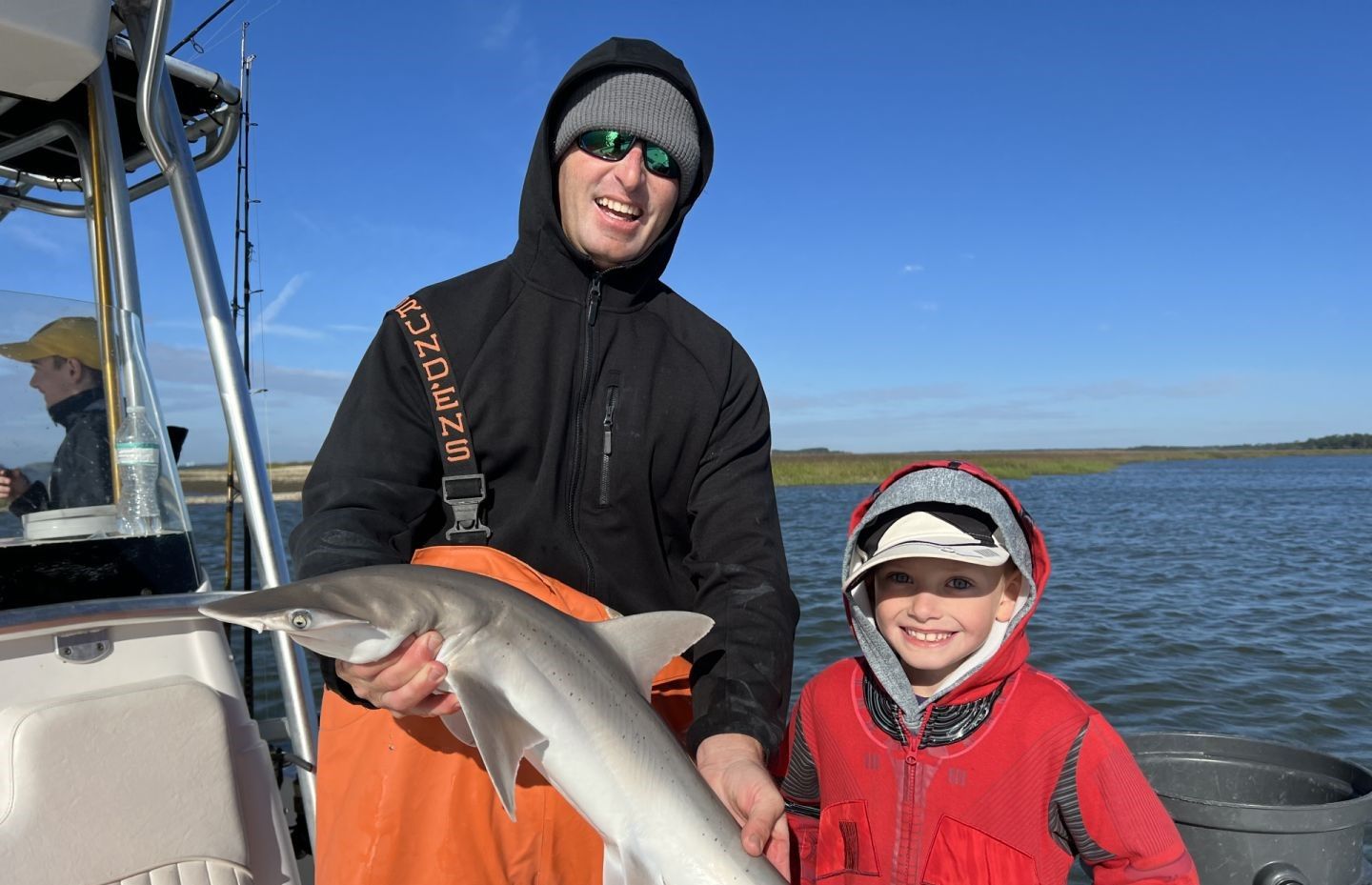 A large bull shark caught while fishing.