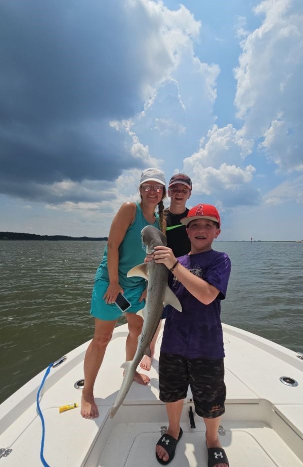 Bonnethead shark fishing in unknown location