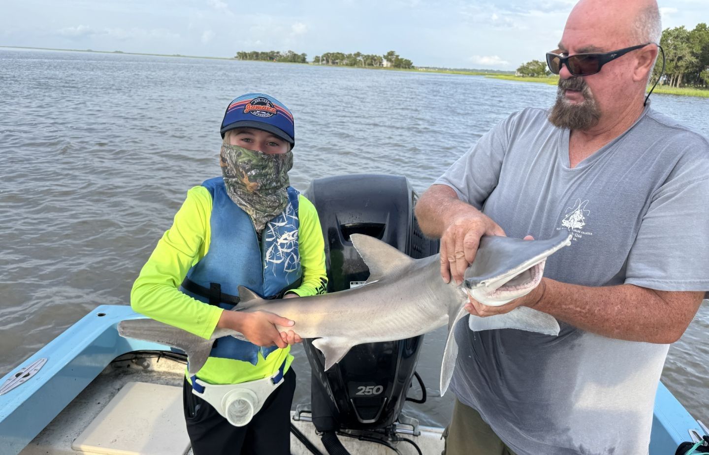 Bonnethead shark fishing in unknown location