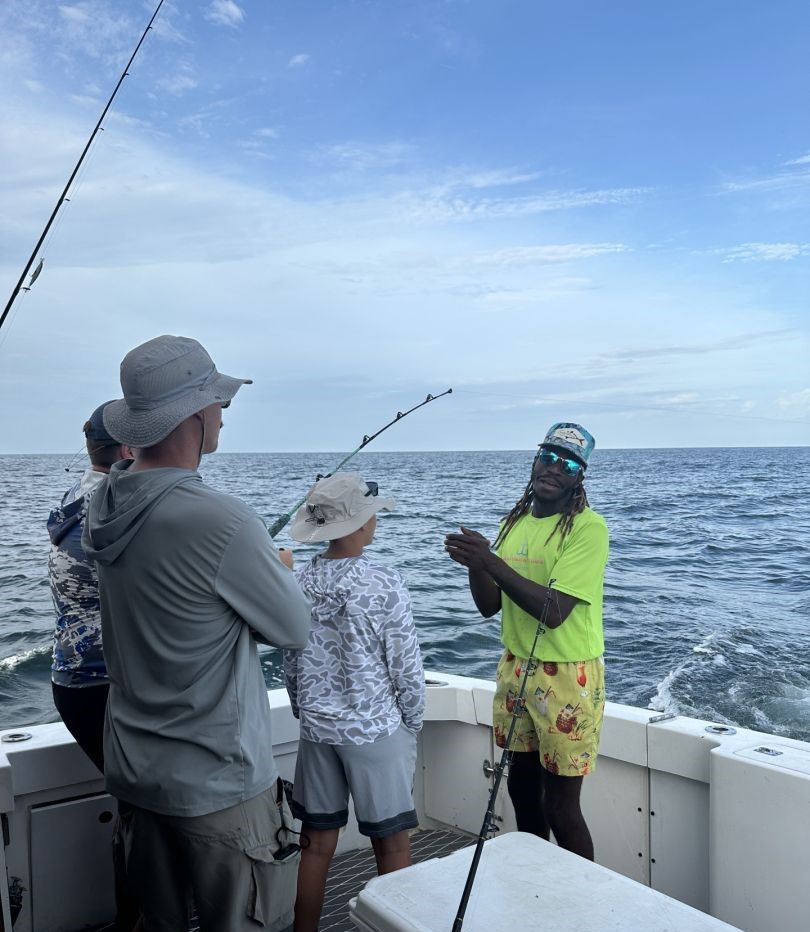 Bonnethead shark being caught on fishing boat in ocean waters