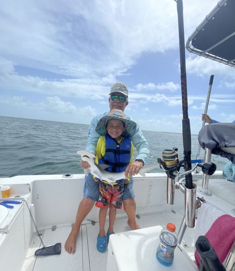 Bonnethead shark caught during fishing trip on boat