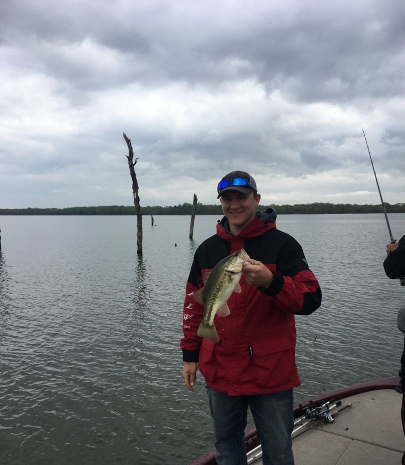 Largemouth bass being caught while fishing