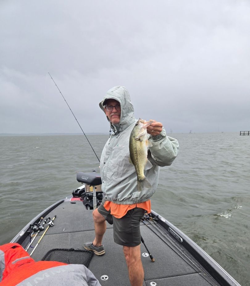 One person fishing in an unknown location