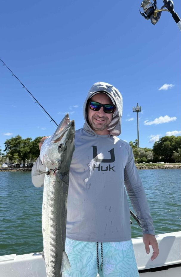 A single great barracuda fish caught while fishing