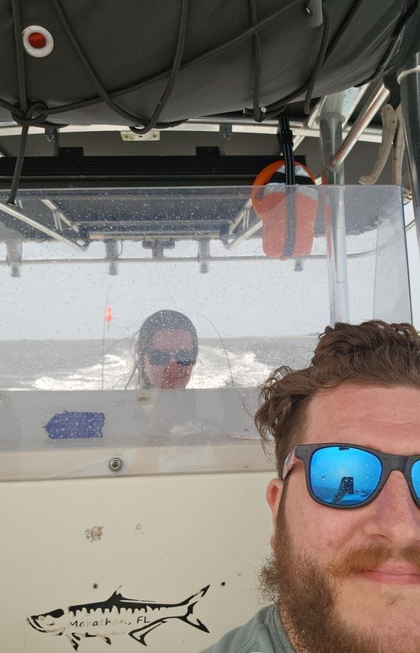 Two people fishing in unknown location