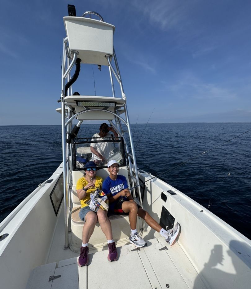 Three people fishing at an unknown location