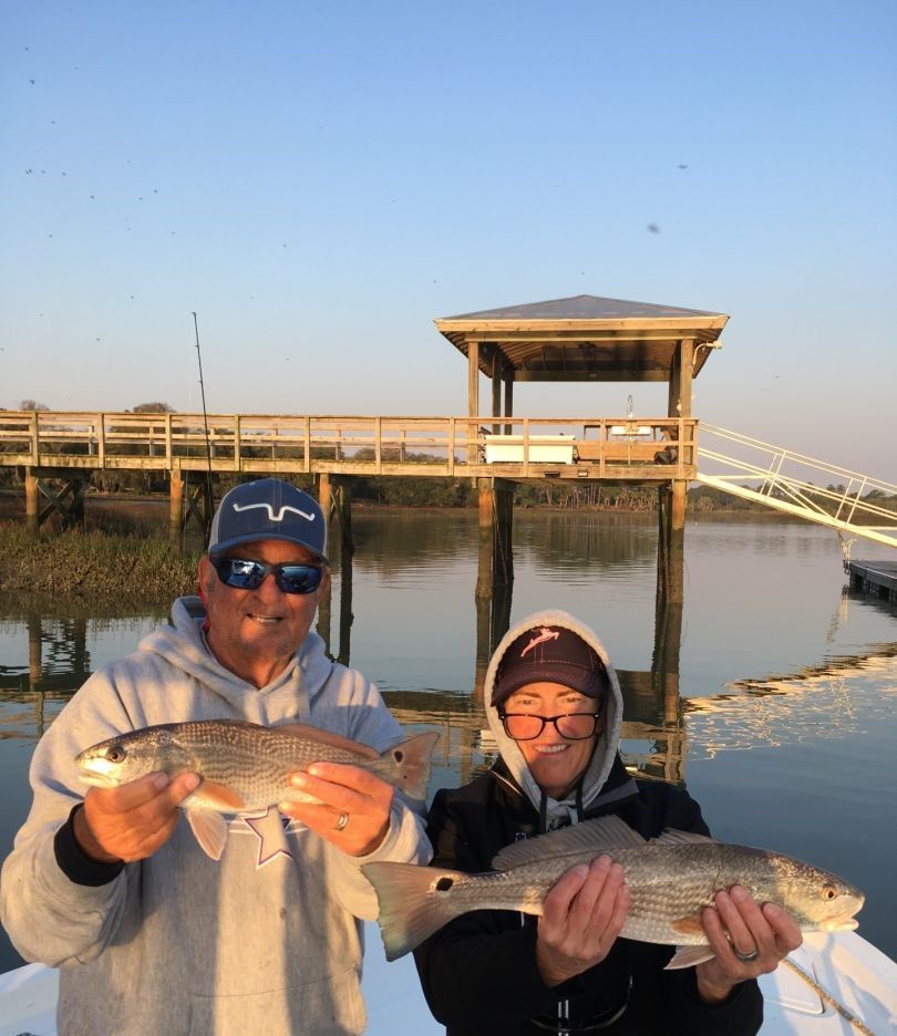 Two redfish caught during a fishing trip