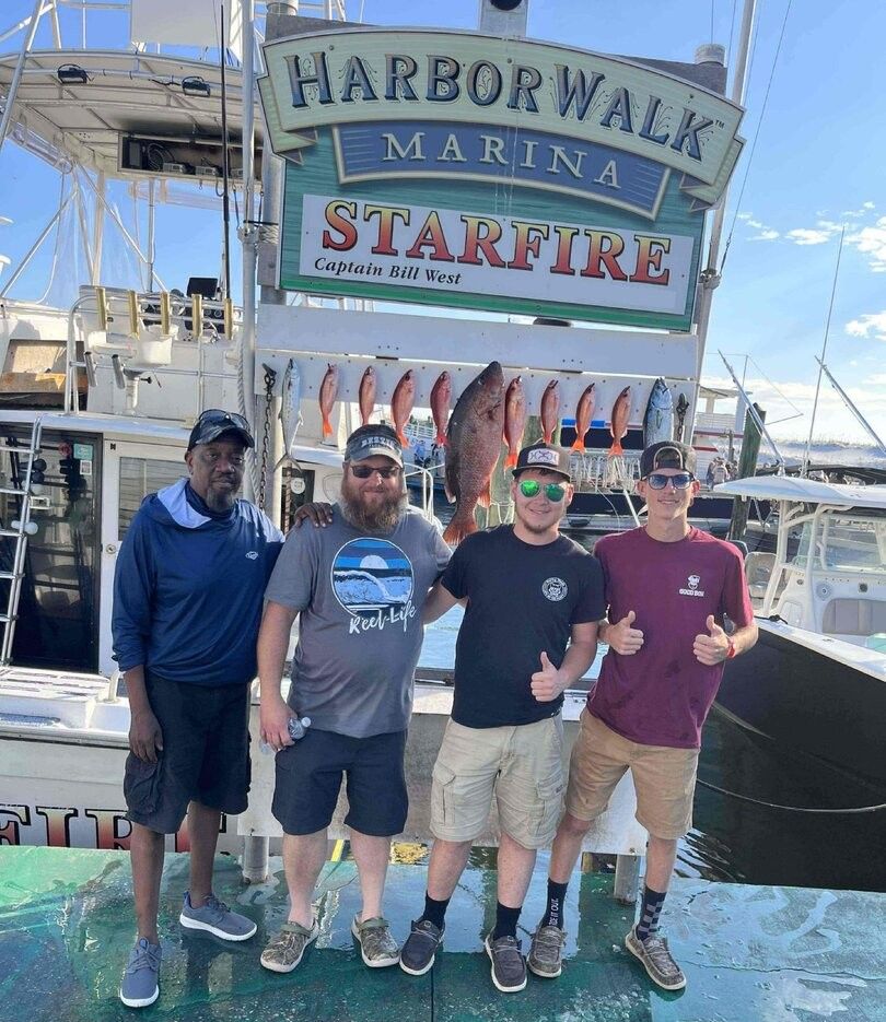 Four people fishing in an unknown location
