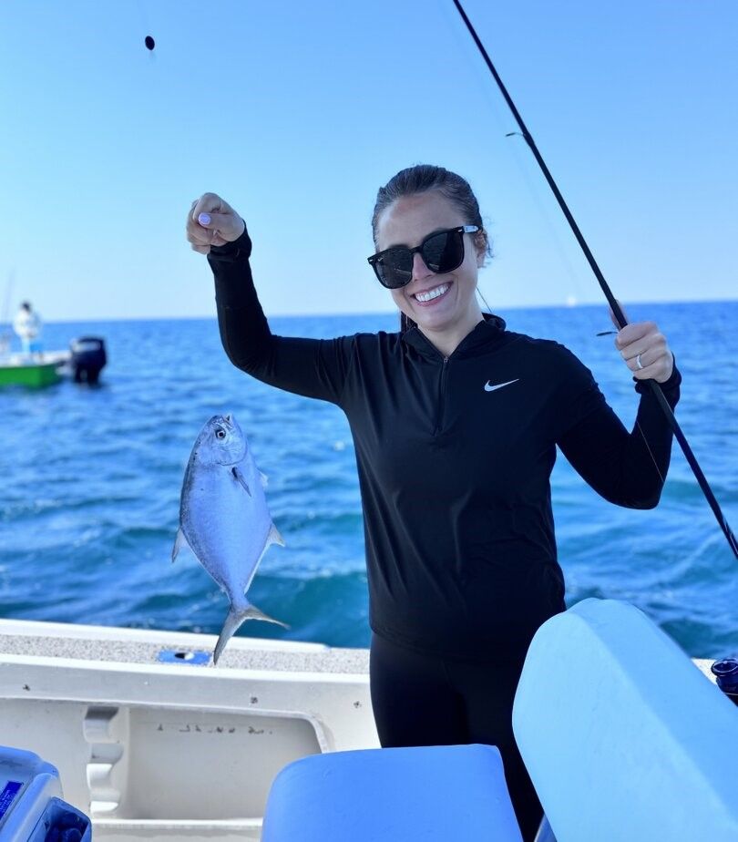 Florida Pompano caught while fishing on boat in ocean waters