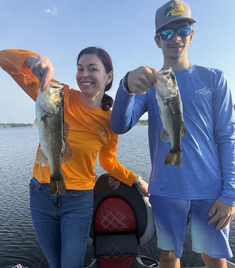 Two largemouth bass caught while fishing