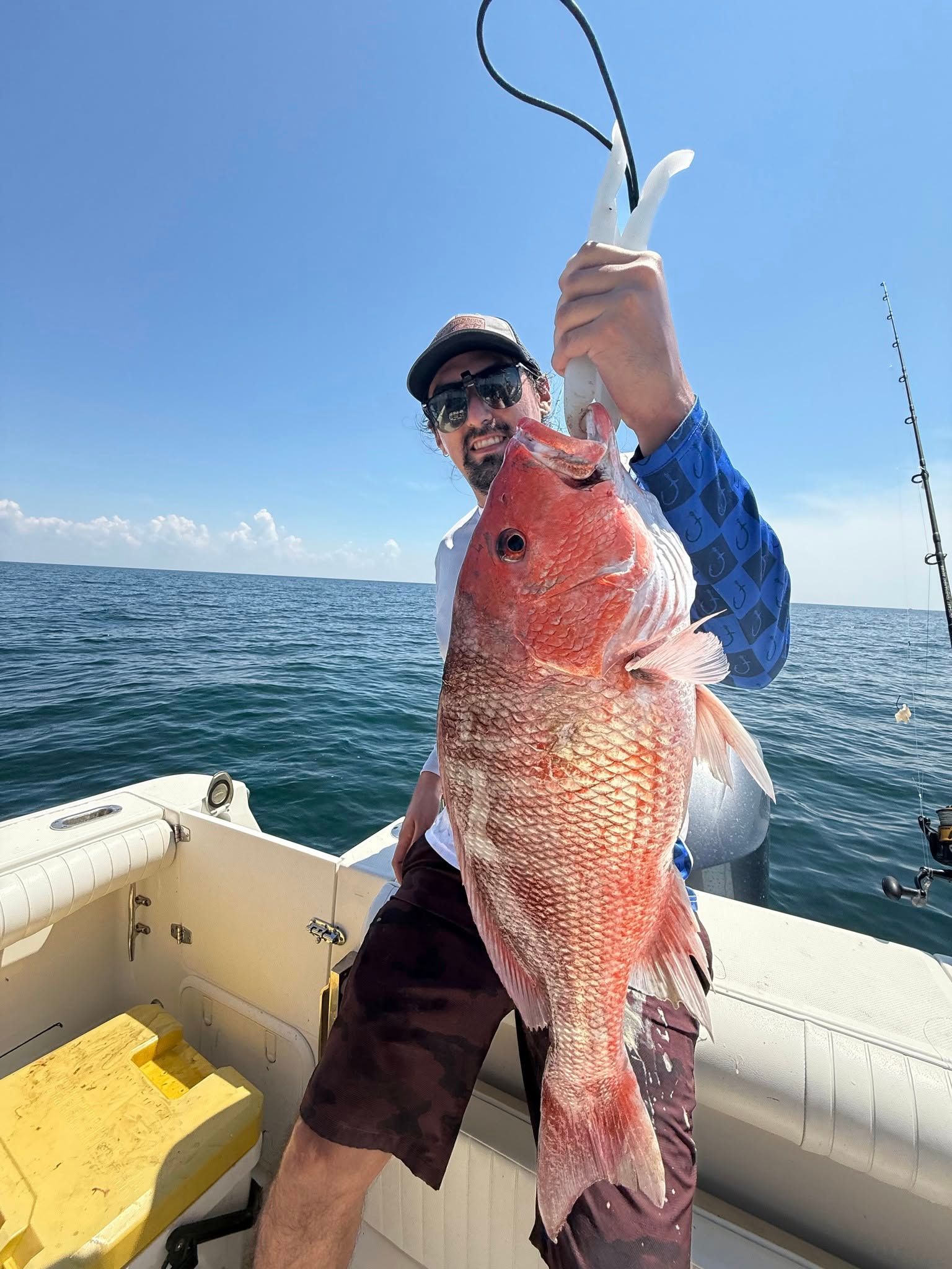 Large red snapper caught during offshore fishing trip