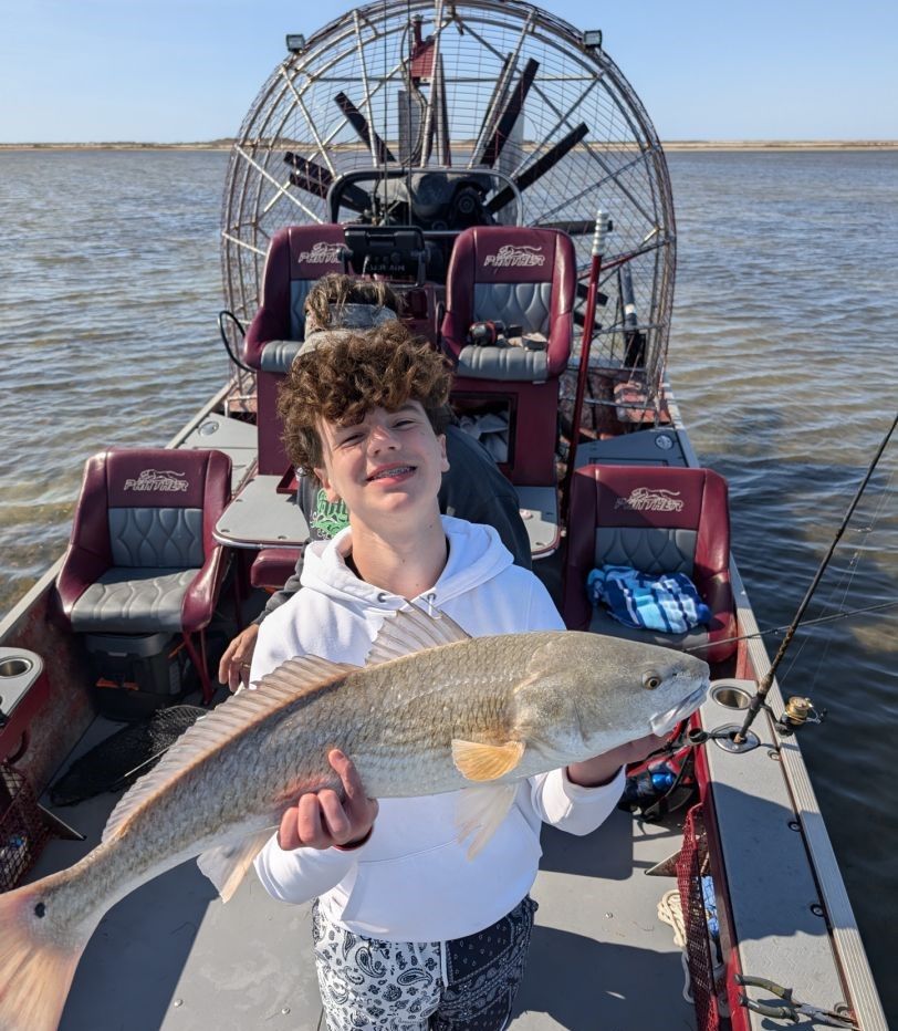 Redfish caught while fishing on airboat in shallow waters