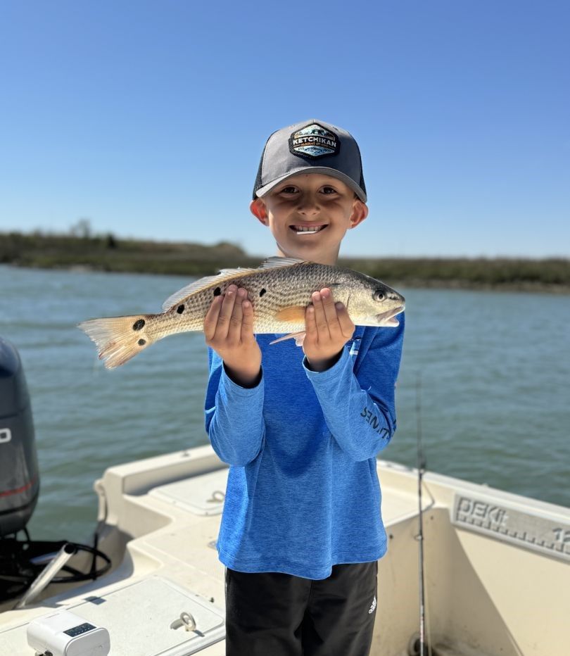 Redfish catch displayed on fishing boat during outdoor fishing trip