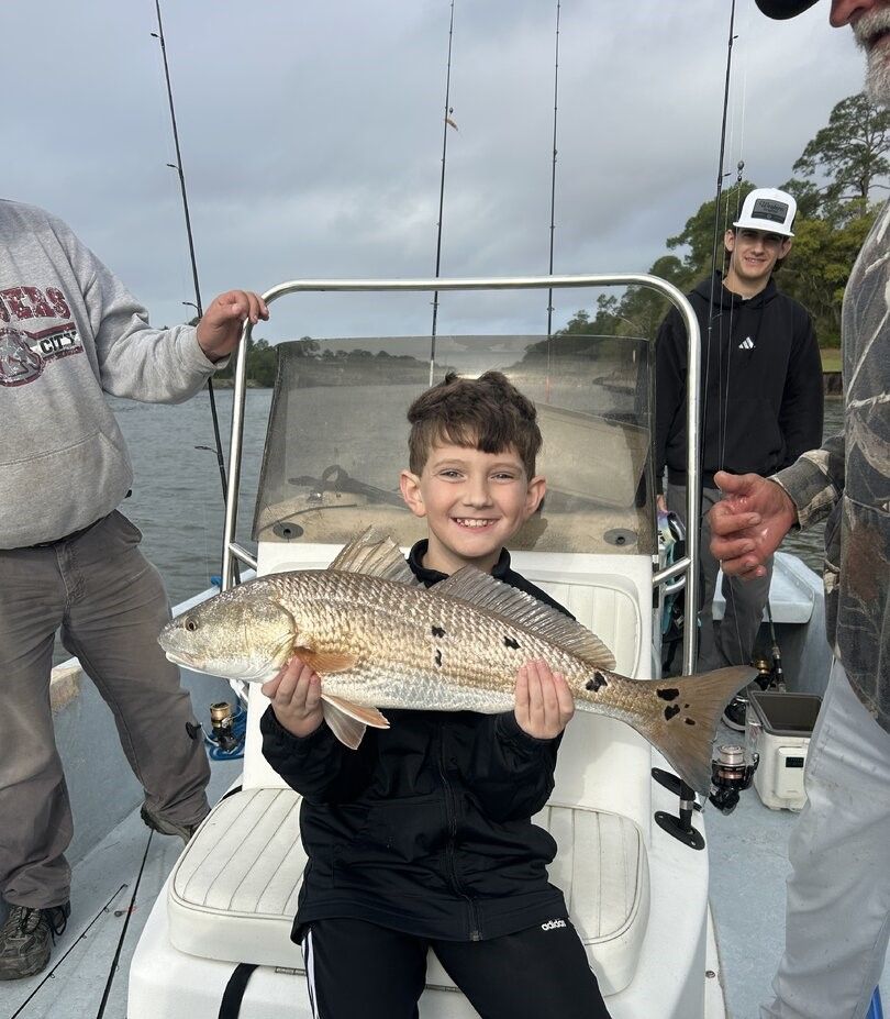 Redfish caught during fishing trip on boat