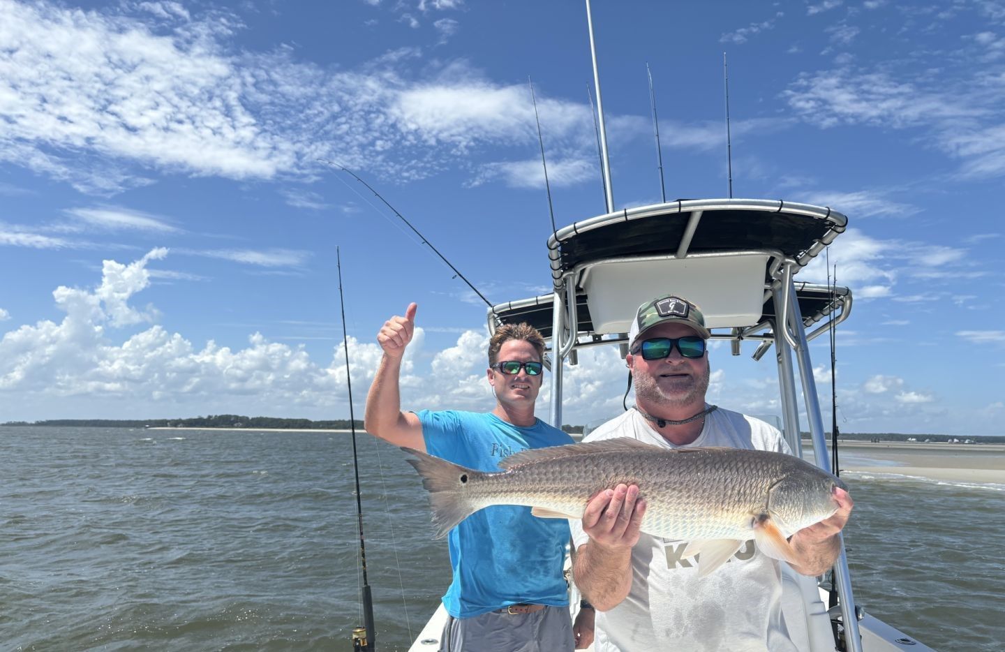 A redfish being caught by a fishing rod