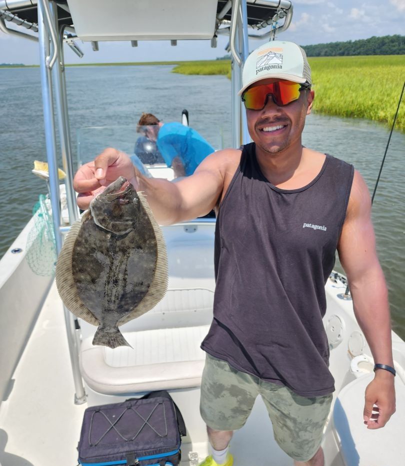 Photograph of a Southern Flounder fish caught while fishing