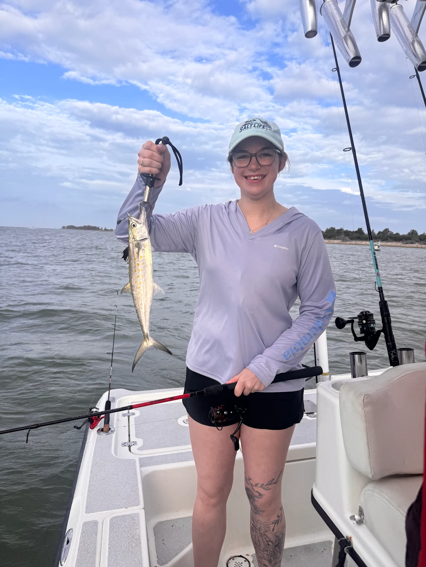 Spanish mackerel caught while fishing on boat