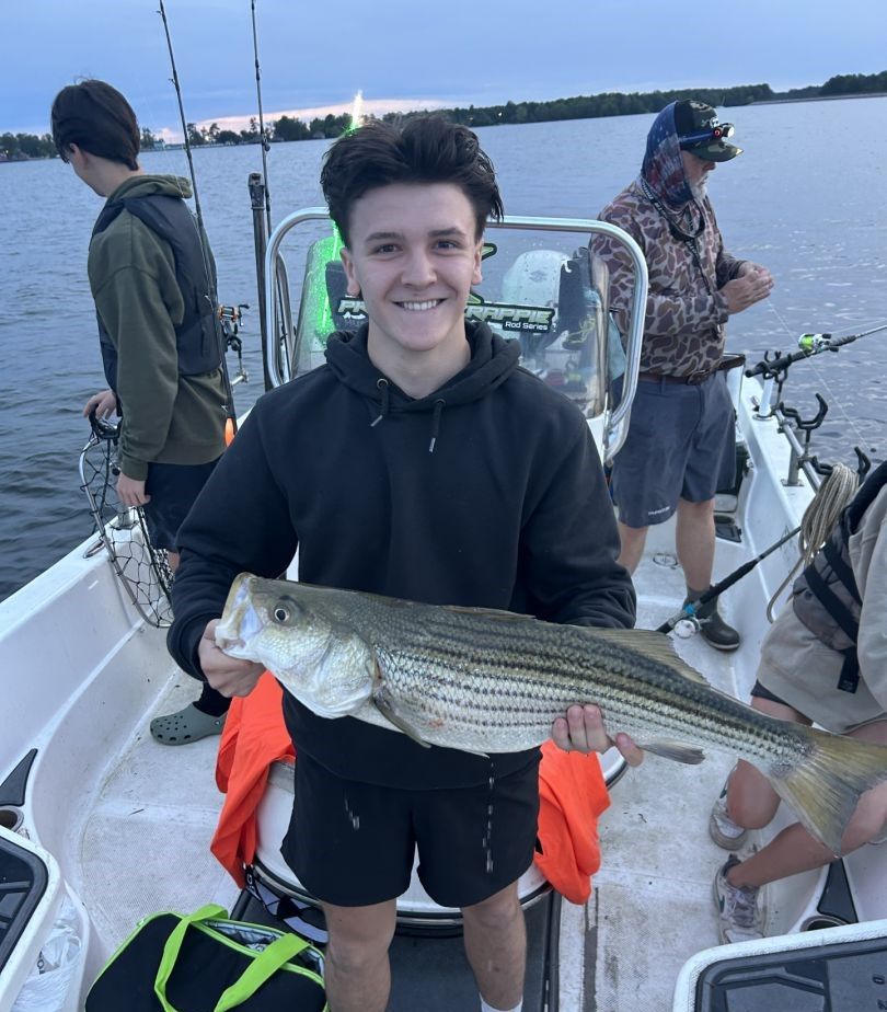 Striped bass catch photography
