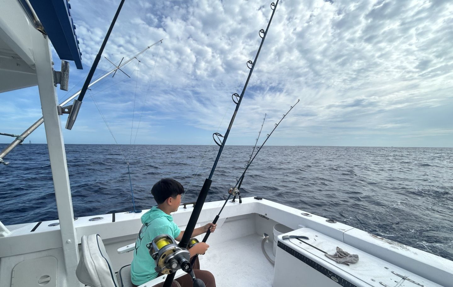 One person fishing in an unknown location