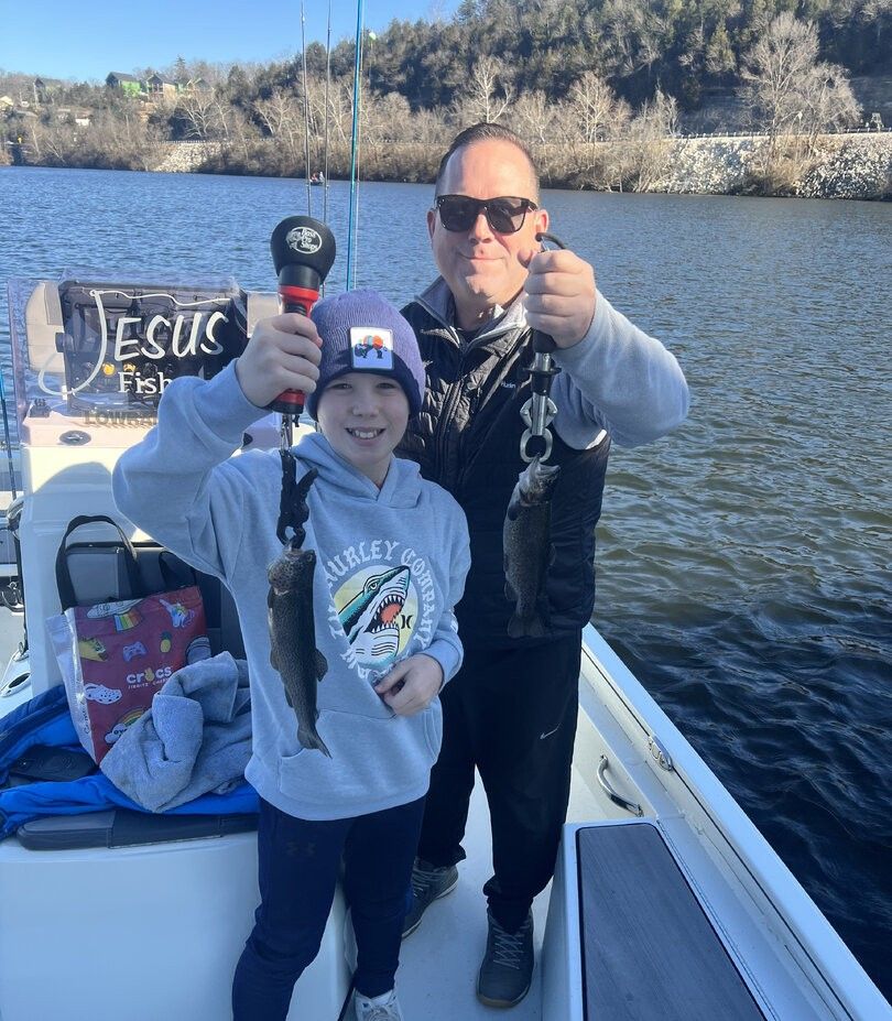 Two anglers fishing in an unknown location