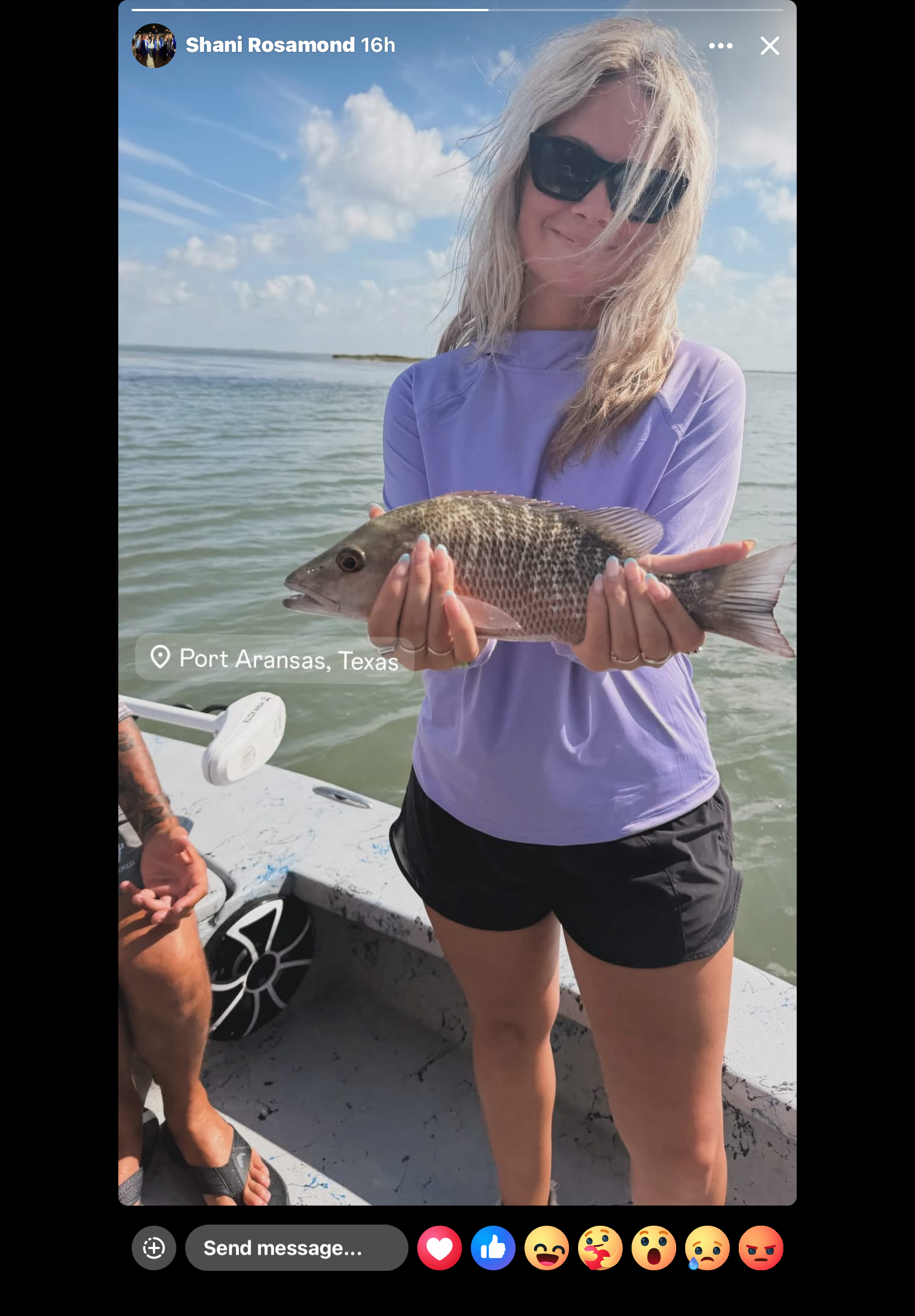 Grey snapper caught while fishing on boat in Port Aransas, Texas waters