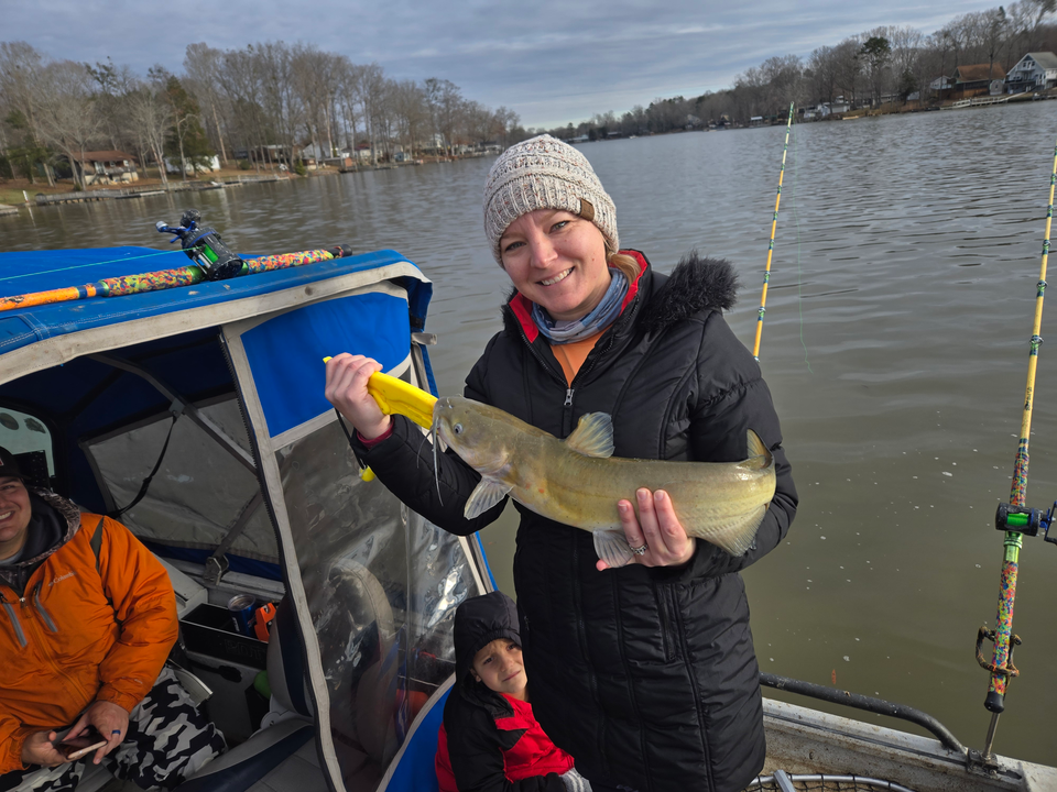 "A tranquil morning on the lake, perfect for a peaceful day of fishing."