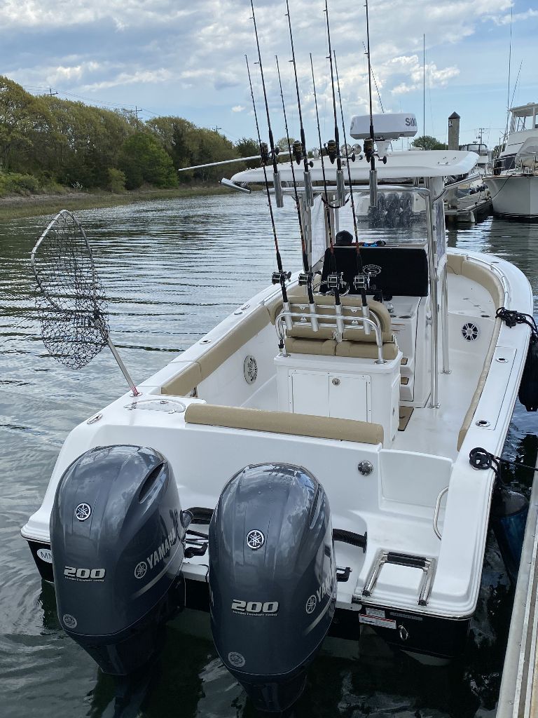 Two people fishing on the water
