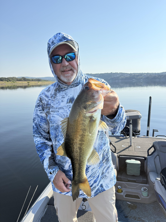 Nice largemouth bass caught with light tackle on a perfect clear day!