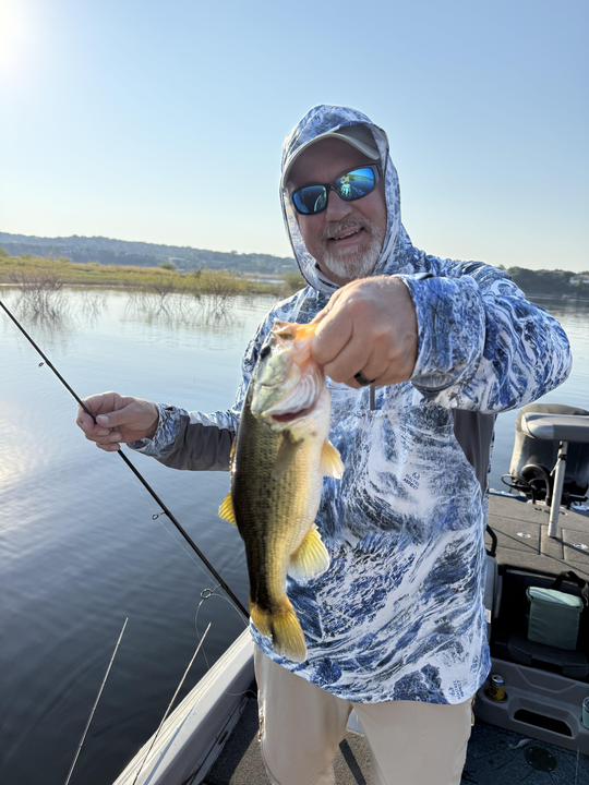 Nice largemouth bass caught with light tackle on calm water!