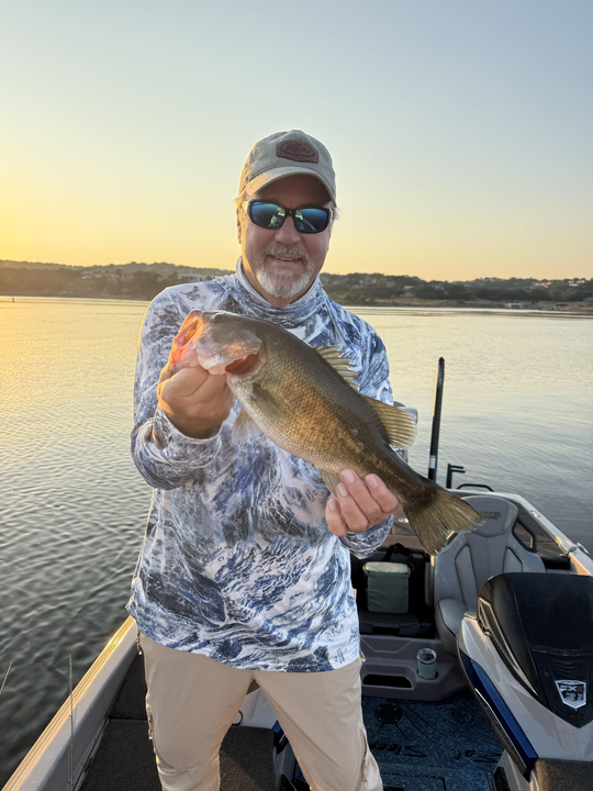 Nice largemouth bass caught with fly fishing and light tackle during clear conditions!