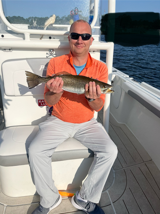 One Spotted Weakfish caught in partly cloudy weather with late afternoon rain.