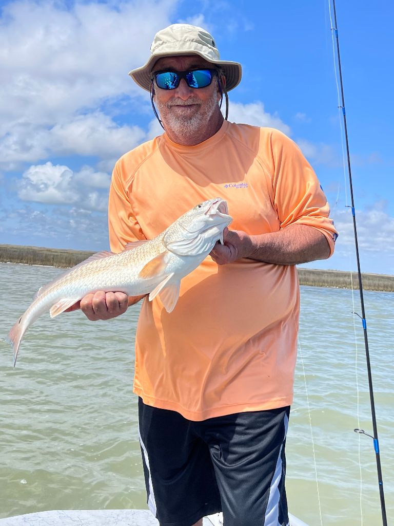 A person fishing in an unspecified location