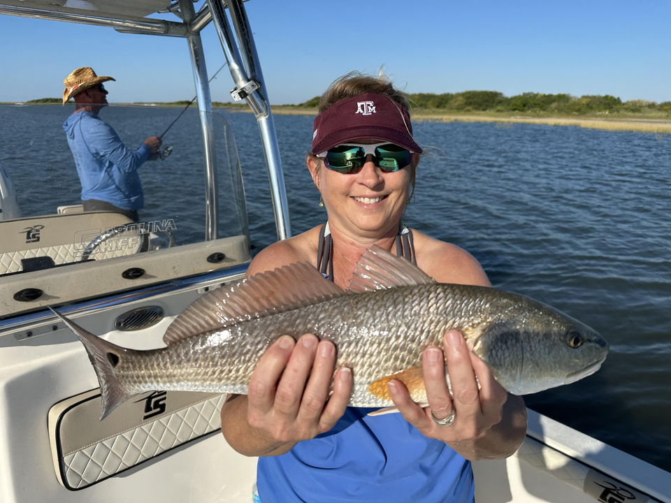 Nice redfish action today using light tackle and bait casting techniques!