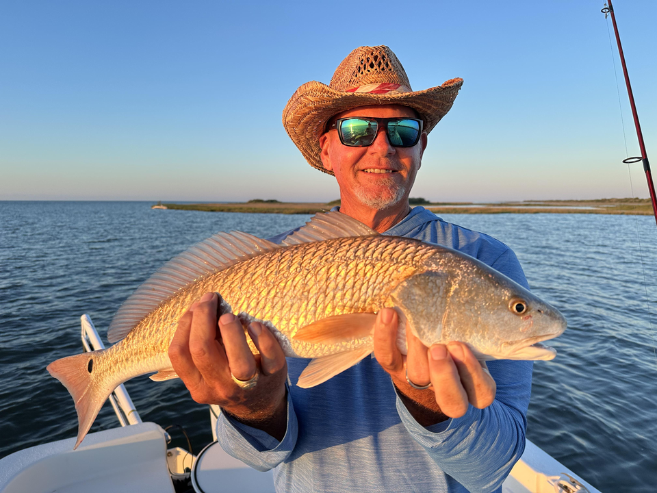 Nice redfish using light tackle and bait casting in Port O'Connor today!