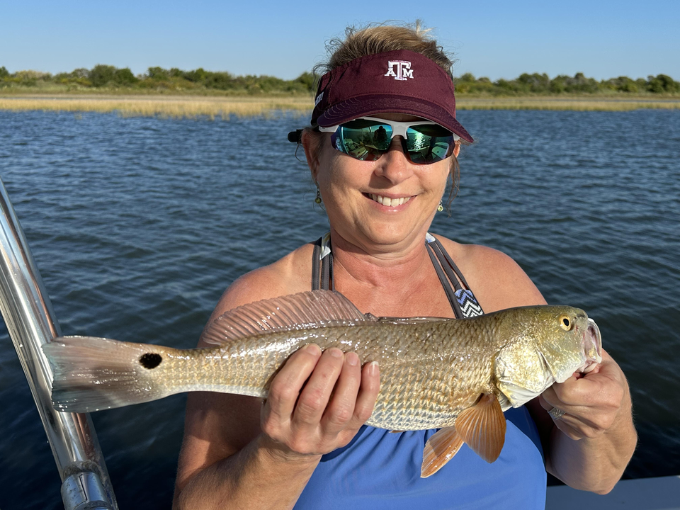 Nice redfish using light tackle and drift fishing techniques in these clear conditions!