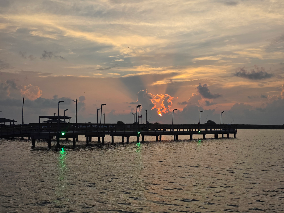 Perfect evening setup for light tackle fishing at Conn Brown Harbor. Clearing skies make for exciting adventure.