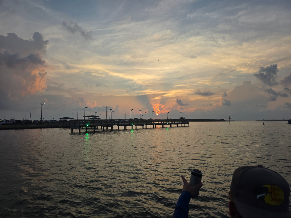 Perfect evening for light tackle drift fishing from the pier. Weather clearing up for an exciting fishing adventure!