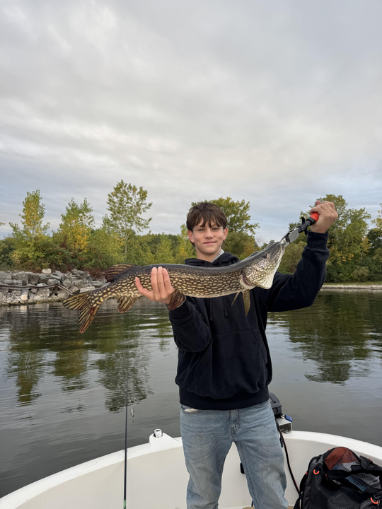 Nice Northern Pike caught using jigging and trolling techniques at Cumberland Head!